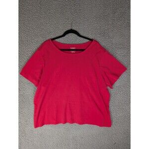 LL Bean Top Women Plus 3X Red Crew Neck Tee Supima Cotton Casual Summer Stretch